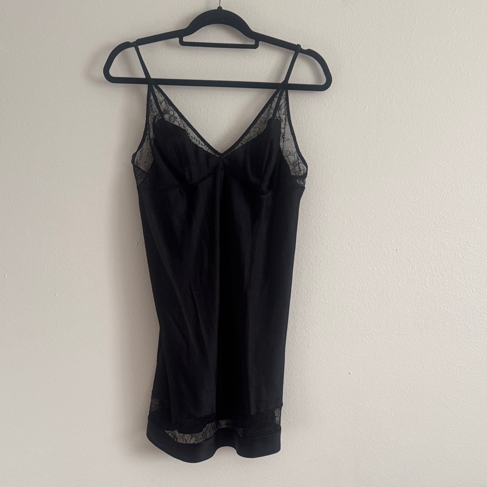 Victoria's Secret Black Lace Trim Chemise